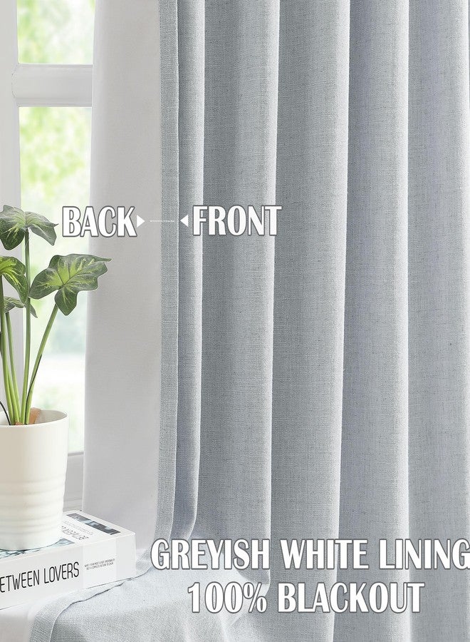 Kayne Studio Blue Fog Pinch Pleated Full Blackout Curtains, Linen Blend Room Darkening Thermal Insulated Soundproof Drapes, 95 Inch Back Tab Window Curtains for Living Room Bedroom (2 Panels, 40"x95") - Image 2